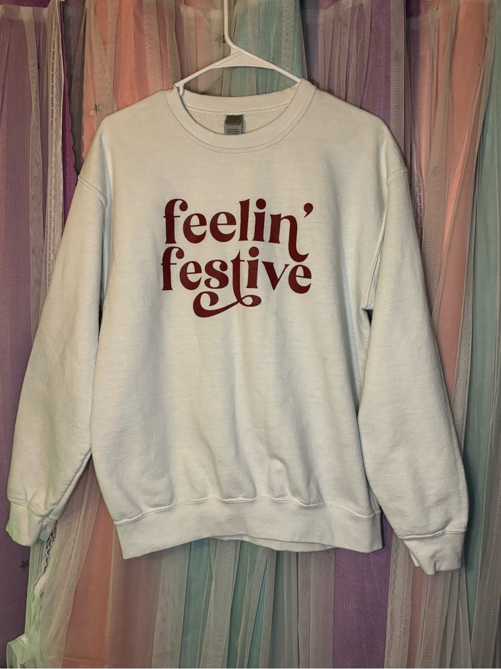 Feelin' Festive White Graphic Sweatshirt